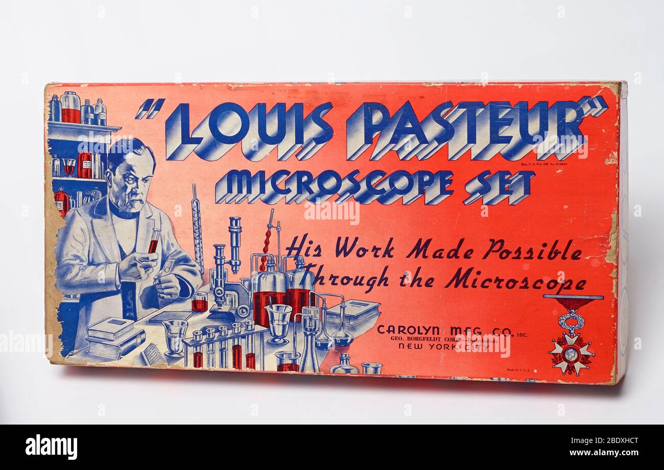 Louis Pasteur Mikroskop-Set, 1920er Jahre Stockfoto