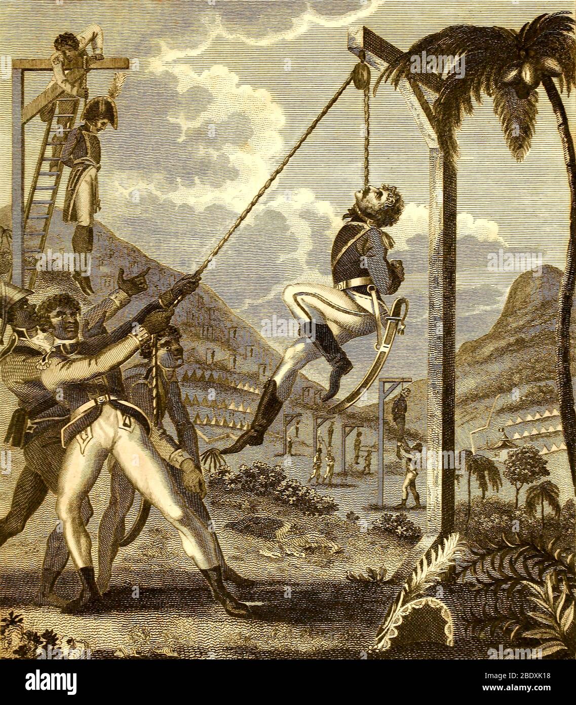 Haitianische Revolution, Hinrichtung der französischen Kolonialarmee Stockfoto