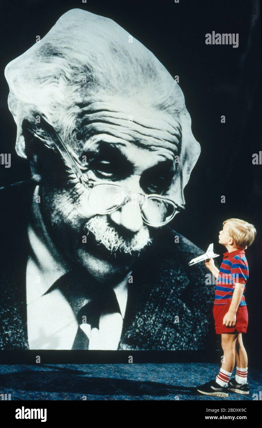 Kleiner Junge und Einstein Foto Stockfoto