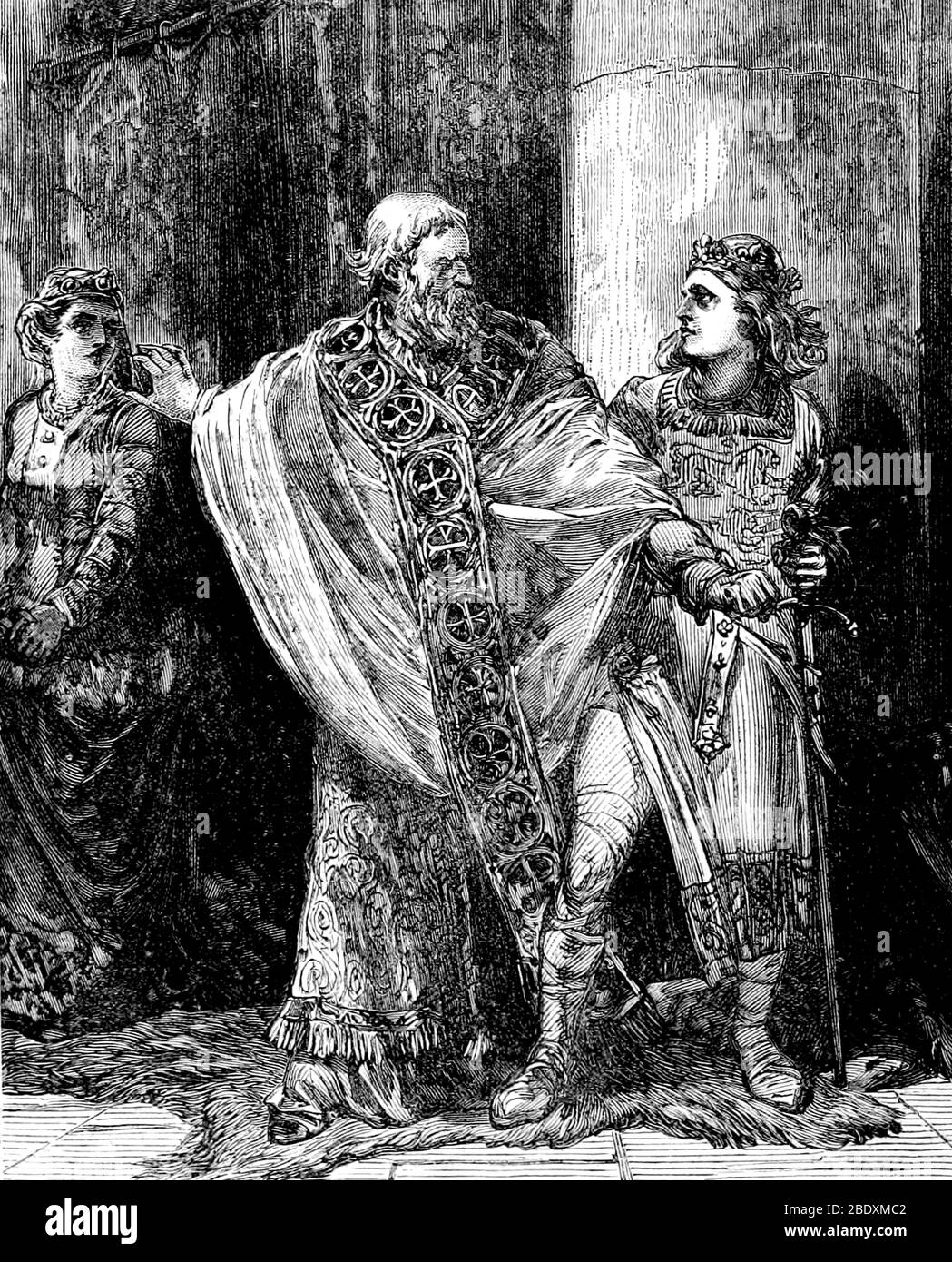 Dunstan zieht König Eadwing aus Aelfgifu, 955 Stockfoto