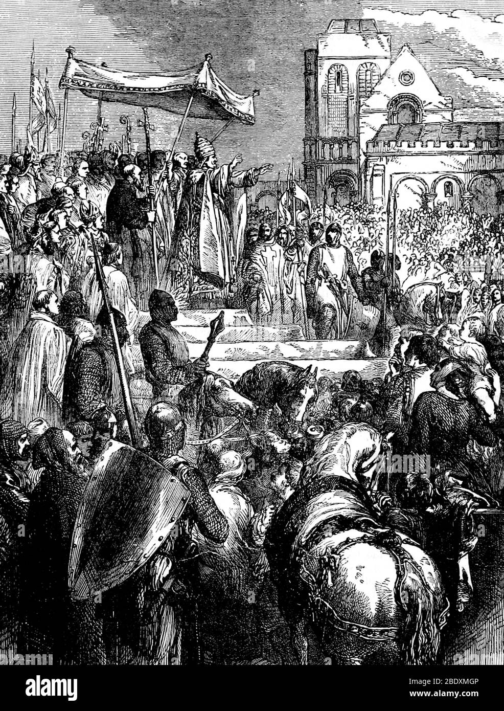 Papst Urban II ruft zum ersten Kreuzzug, 1096 Stockfoto