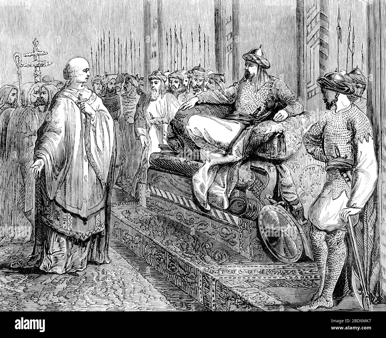 Hubert Walter verhandelt Vertrag mit Saladin, 1192 Stockfoto