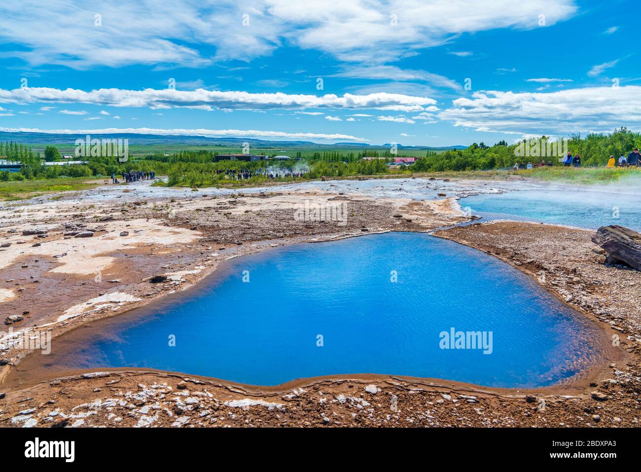 Blesi in einem geothermischen Gebiet am Fluss Hvítá, Südregion, Island Stockfoto