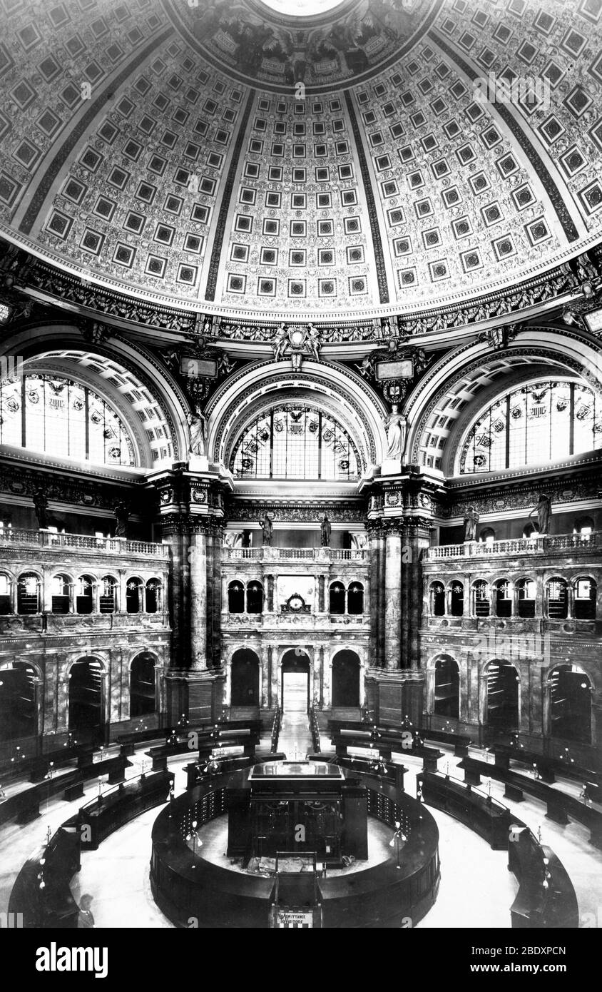 Bibliothek des Kongresses, Hauptlesesaal, 1897 Stockfoto
