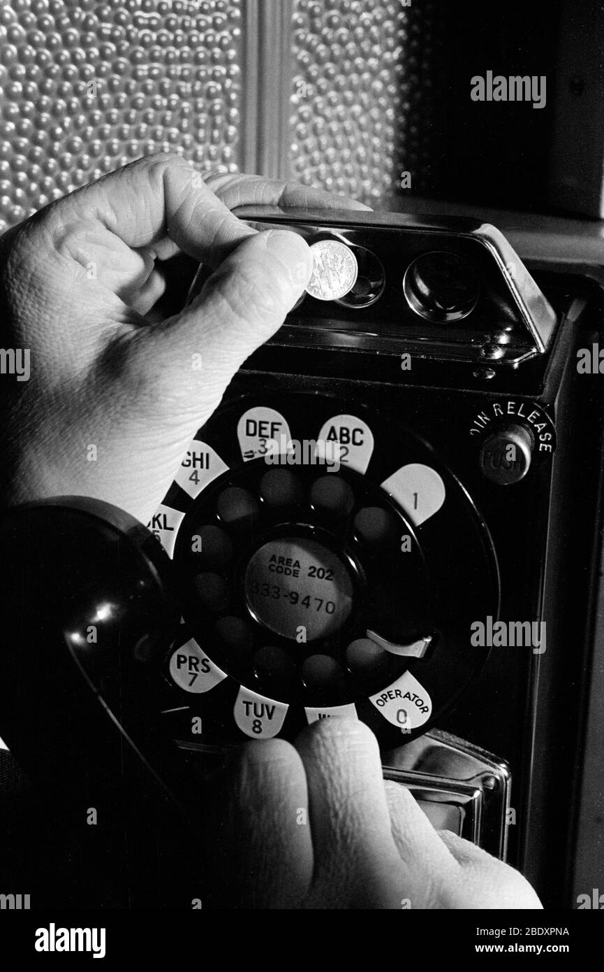 Münztelefon, 1965 Stockfoto