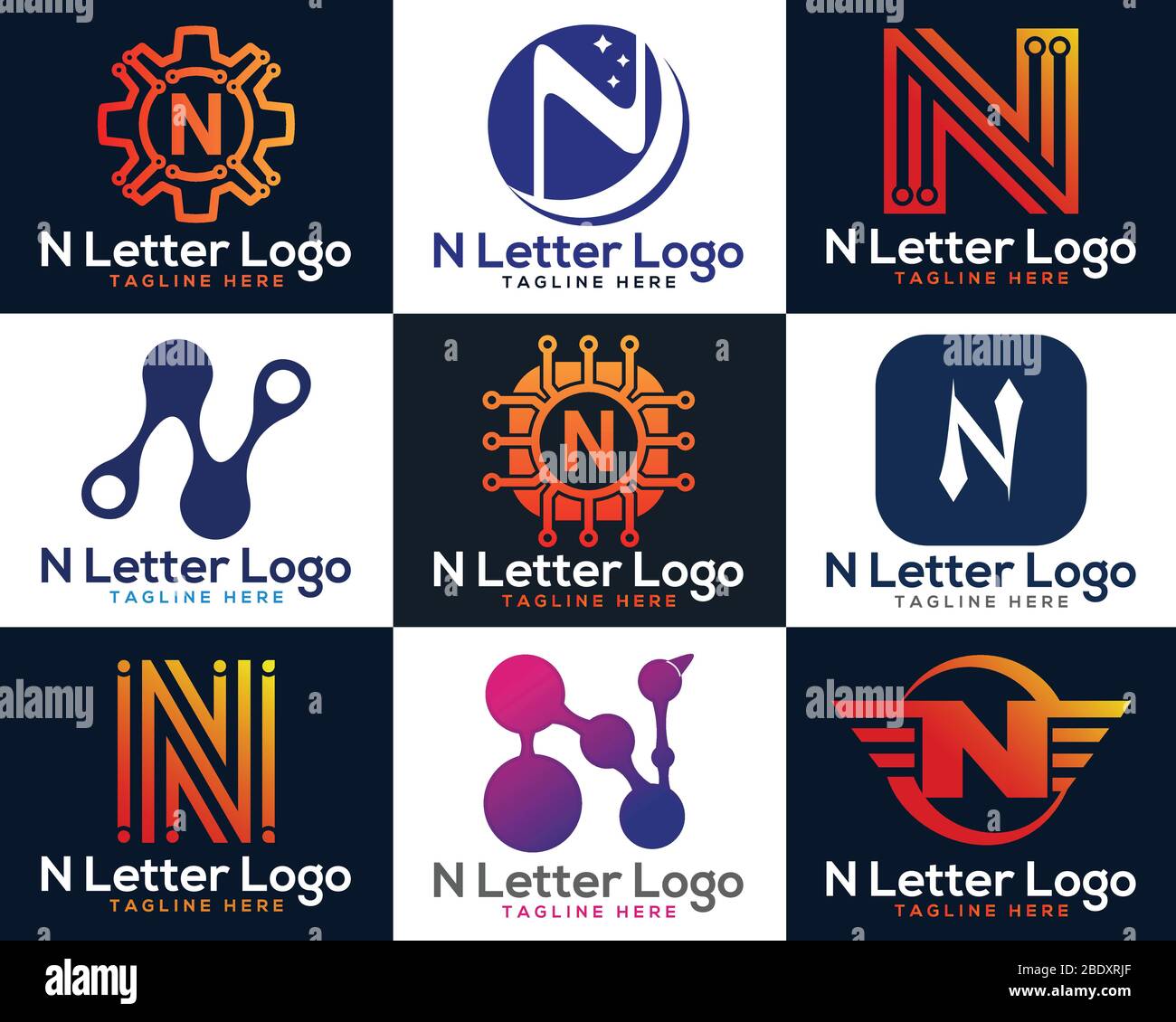 N Buchstaben Technologie Netzwerk Logo Zeichen. Buchstabe N Moderne digitale Technologie Logo Design Vektor. Stock Vektor