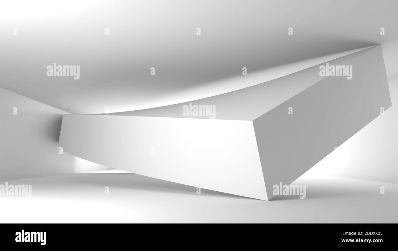 Abstrakt weißer Hintergrund mit Soft-Box-Installation in einem Raum, 3d-Rendering-Illustration Stockfoto