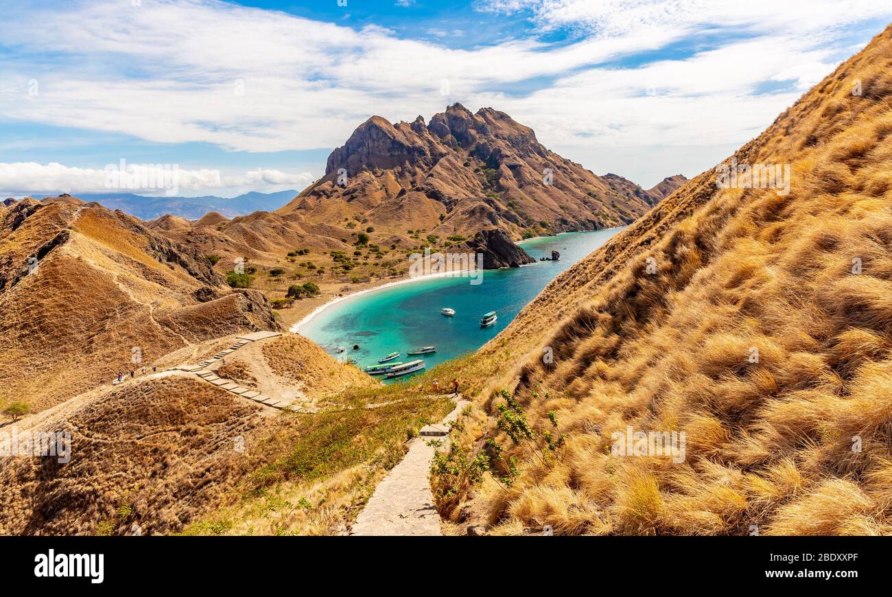 Draufsicht auf Padar Island in Komodo Island (Komodo Nationalpark), Labuan Bajo, Flores, Indonesien Stockfoto