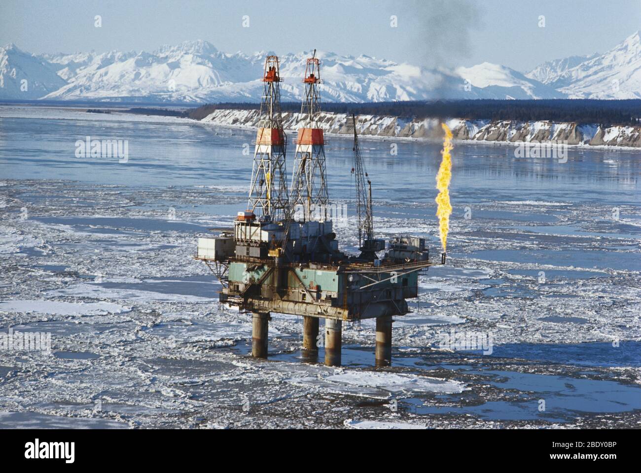 Offshore-Ölbohrplattform, Alaska Stockfoto