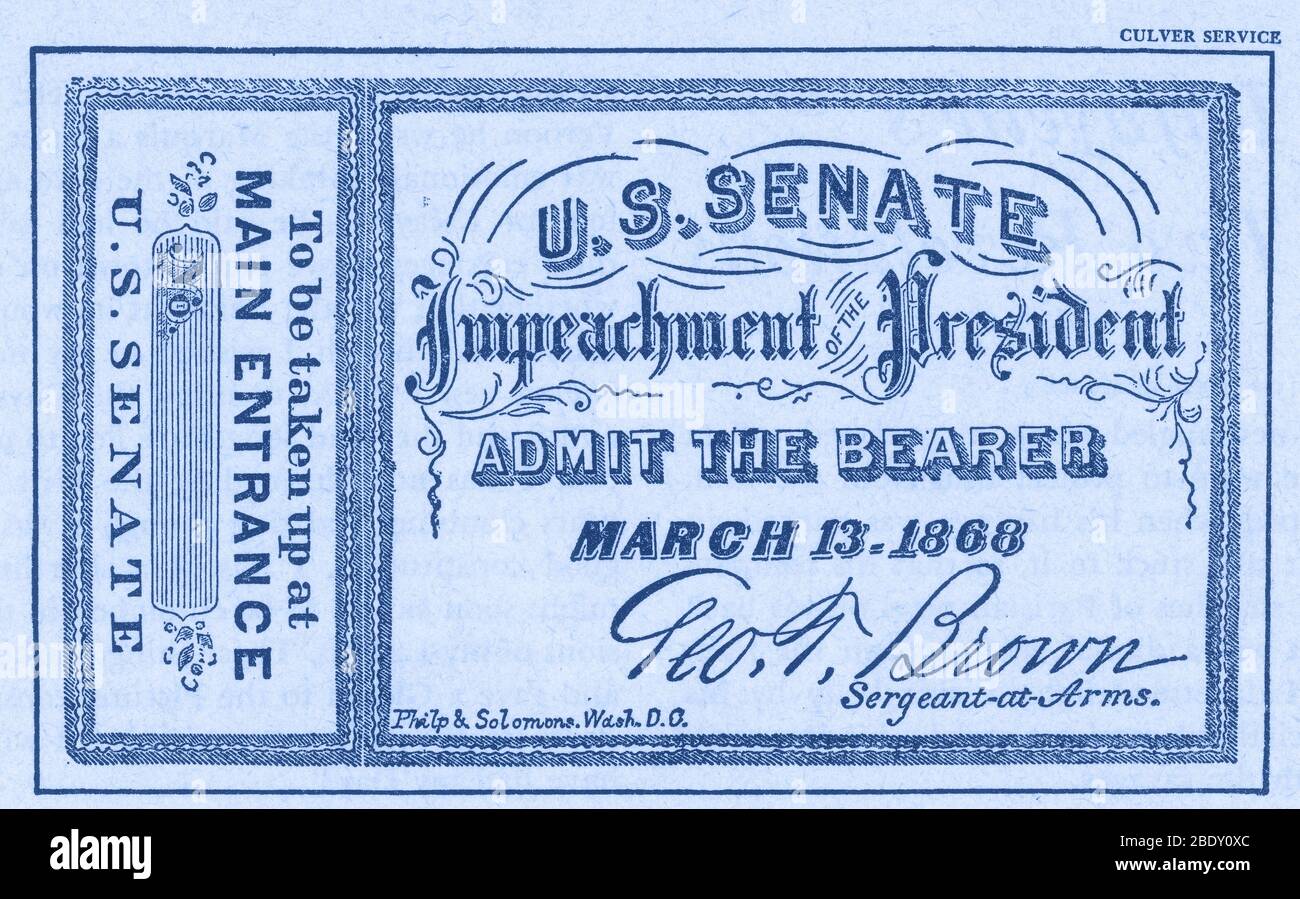 Amtsenthebung Ticket, 1868 Stockfoto