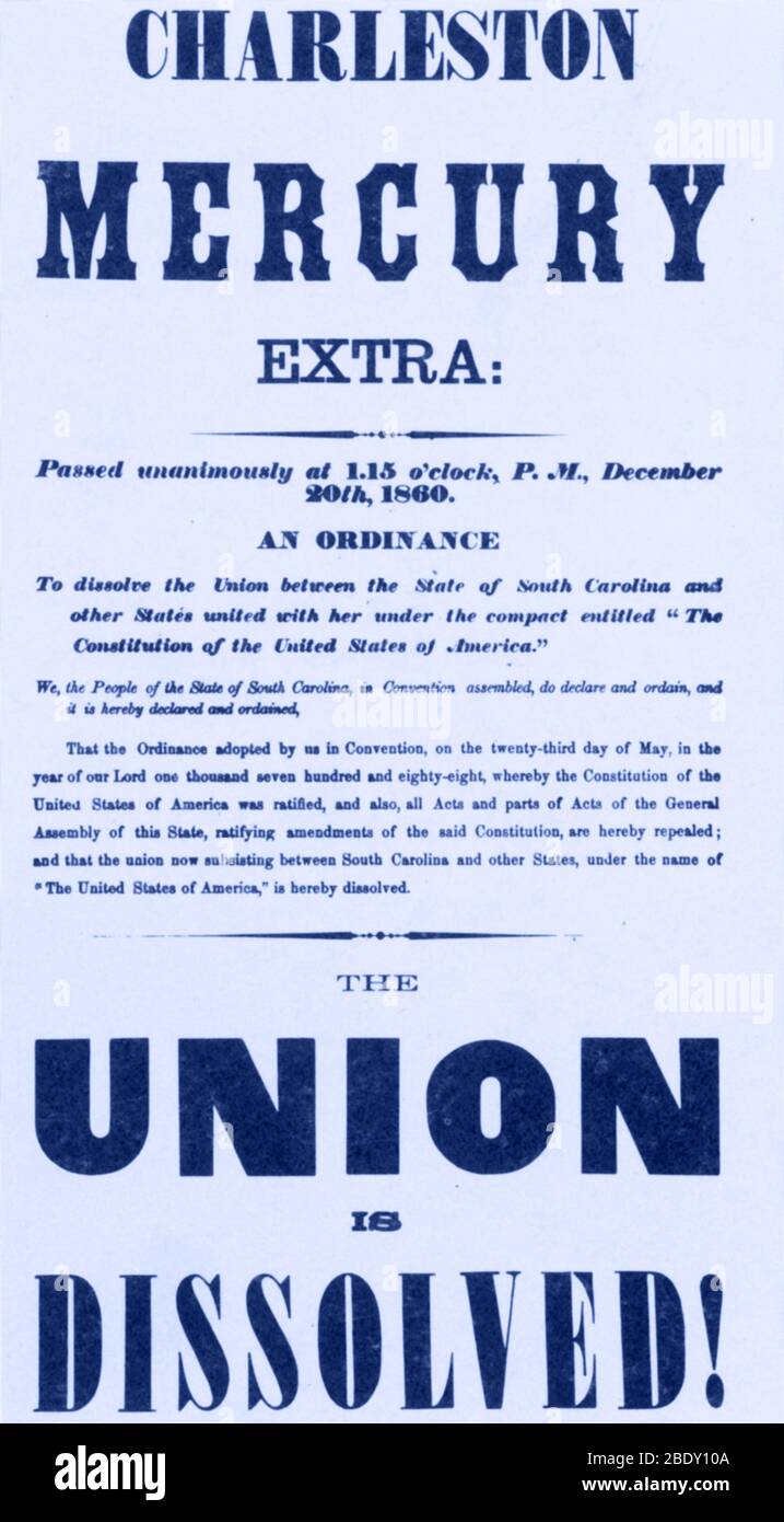 Die Union wird aufgelöst, 1860 Breitseite Stockfoto