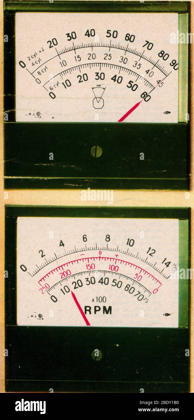 Ohmmeter und Quecksilbermeter Stockfoto