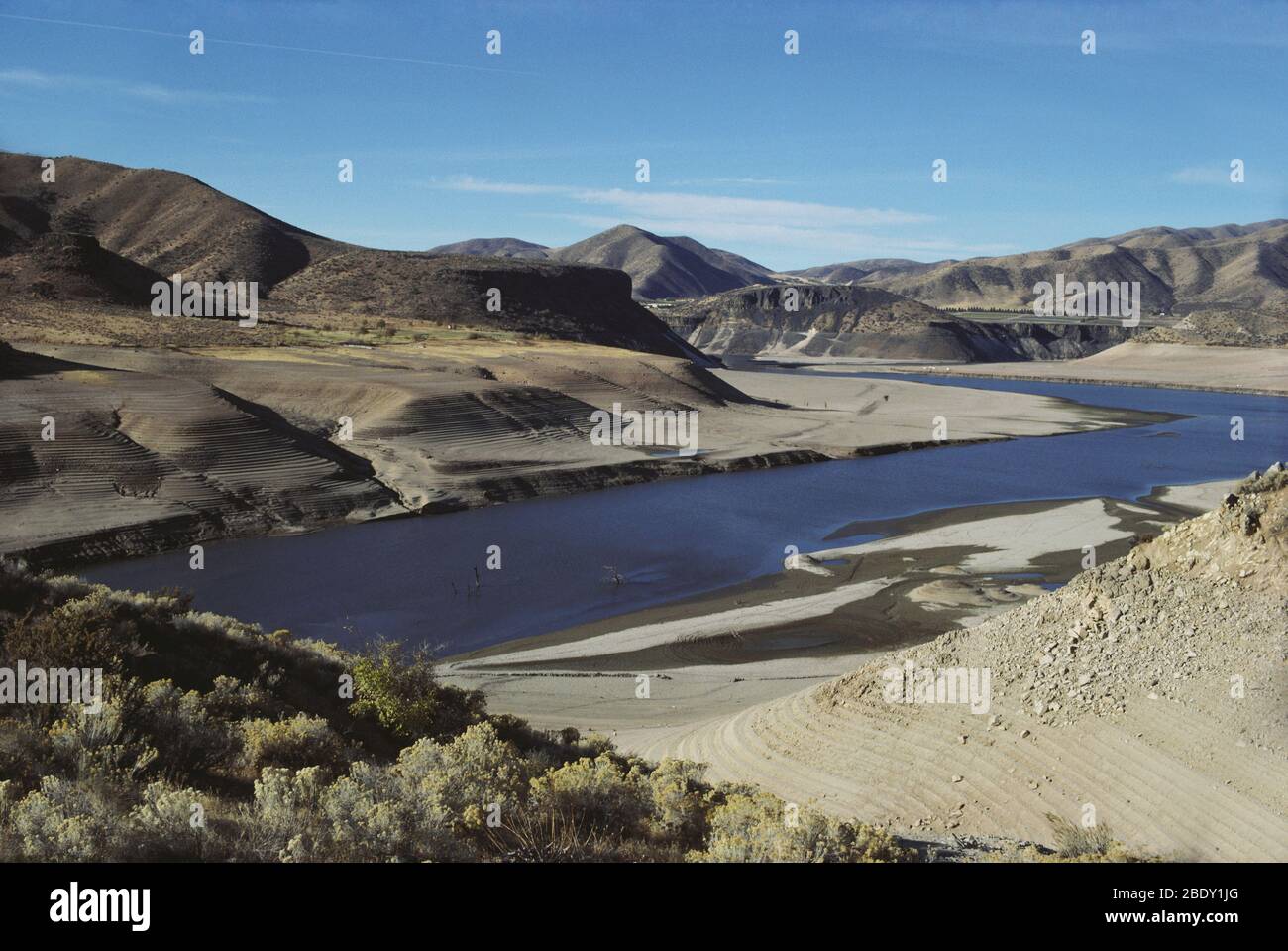 Lucky Peak Reservoir während einer Dürre Stockfoto