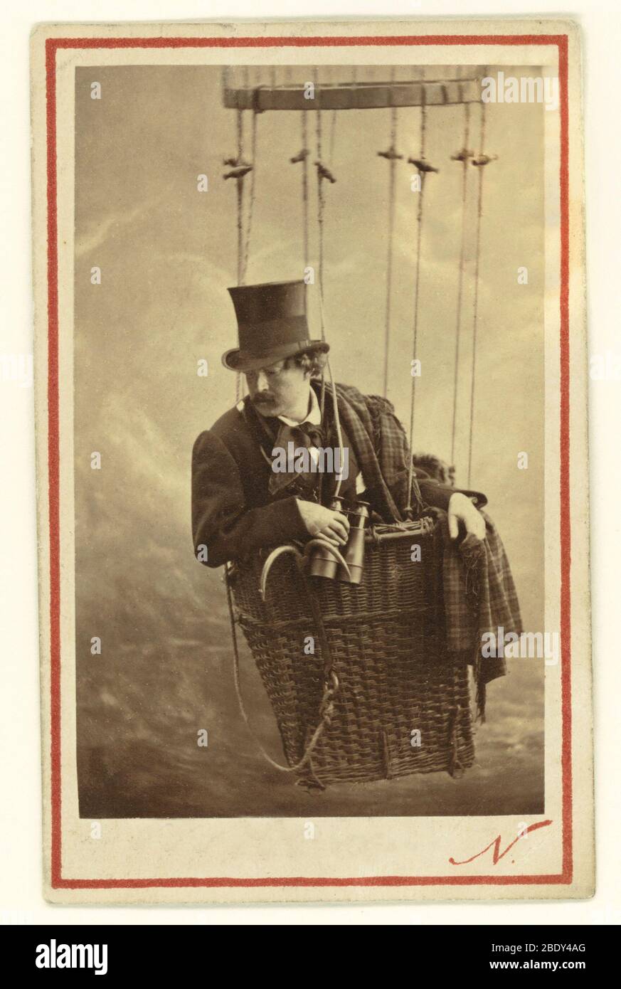 Nadar in der Gondel eines Ballons, 1863 Stockfoto