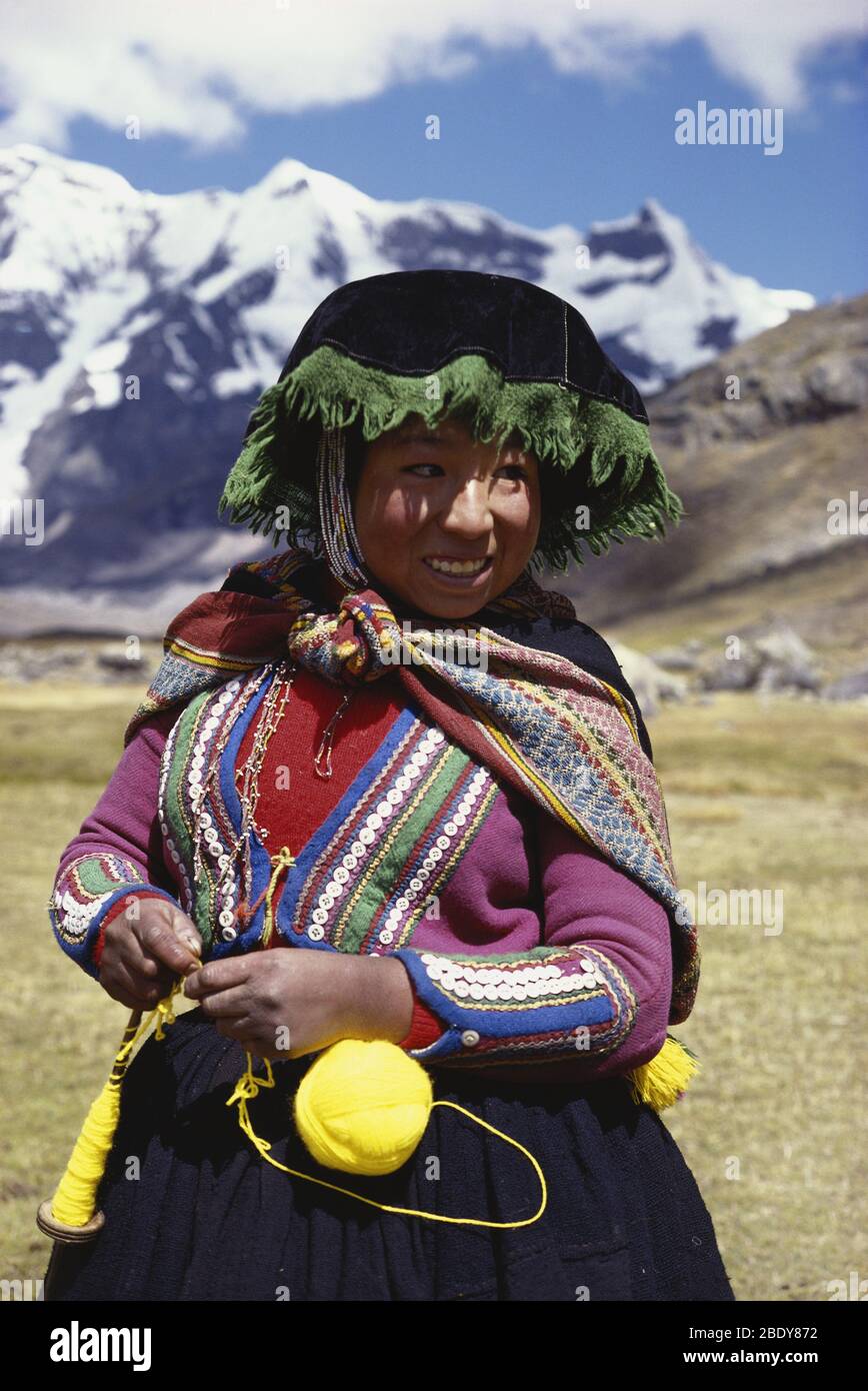 Frau des Quechua Indianerstammes Stockfoto