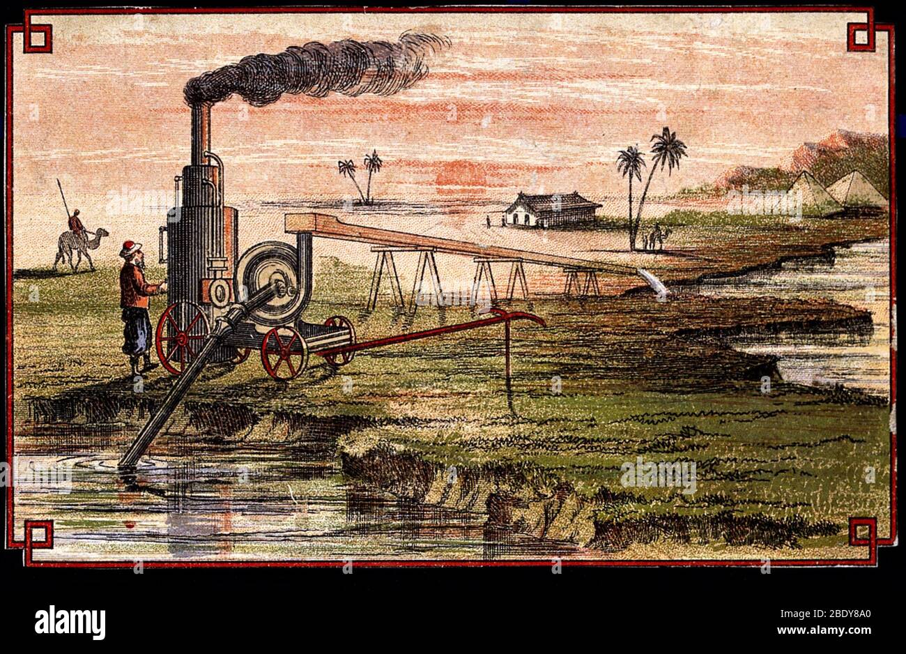 Tragbarer Pumpenmotor, 19. Jahrhundert Stockfoto