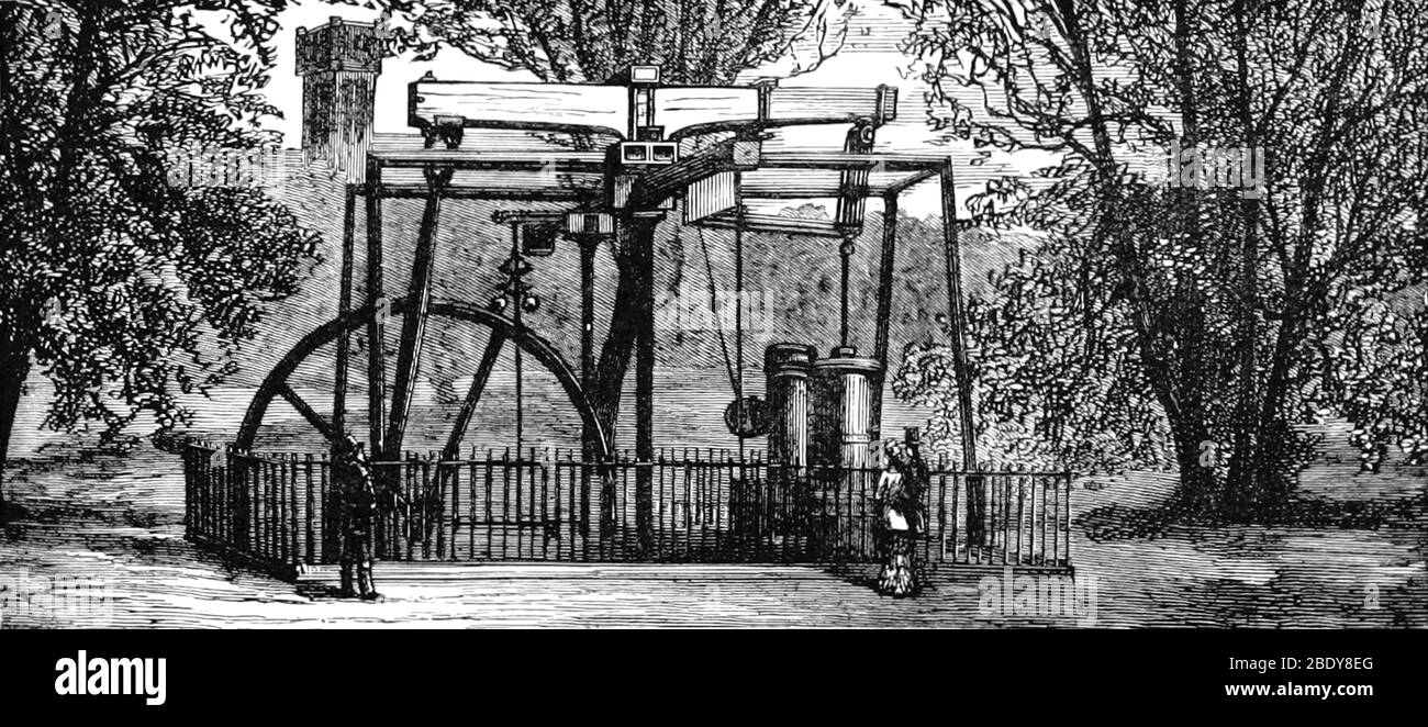 Watt Dampfmaschine im West End Park Stockfoto