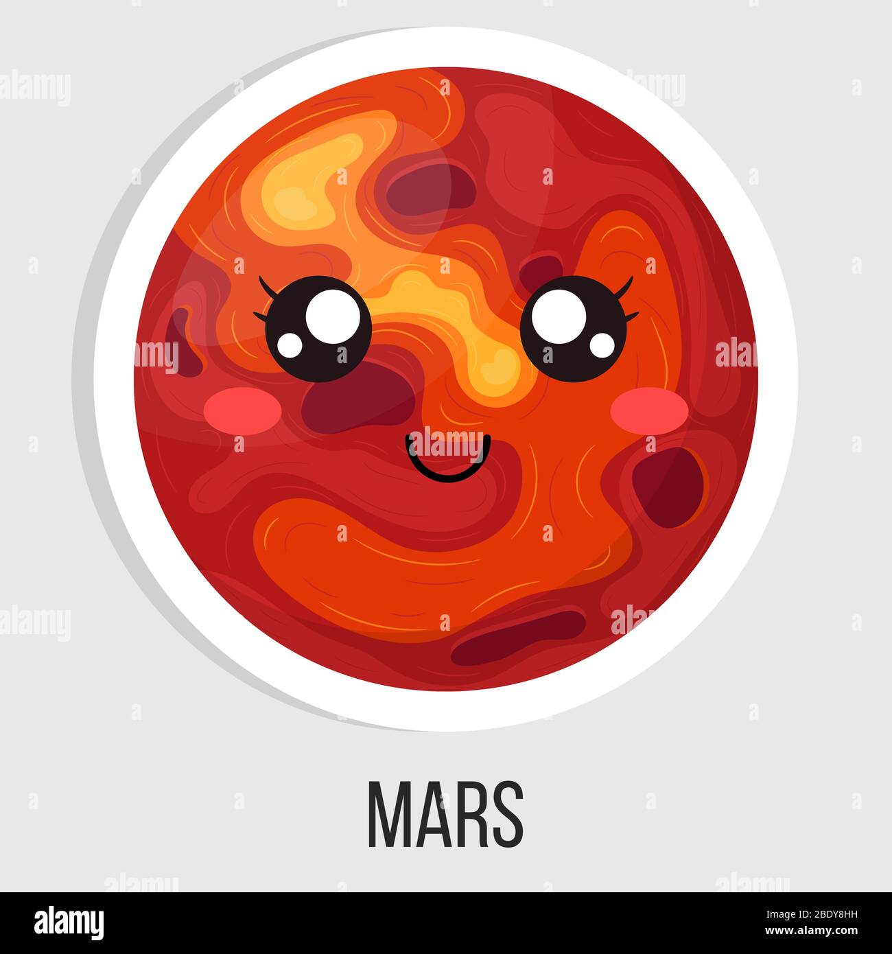 Cartoon niedlichen mars Planeten auf weißem Hintergrund isoliert. Planet des Sonnensystems. Cartoon Stil Vektor-Illustration für jedes Design. Stock Vektor