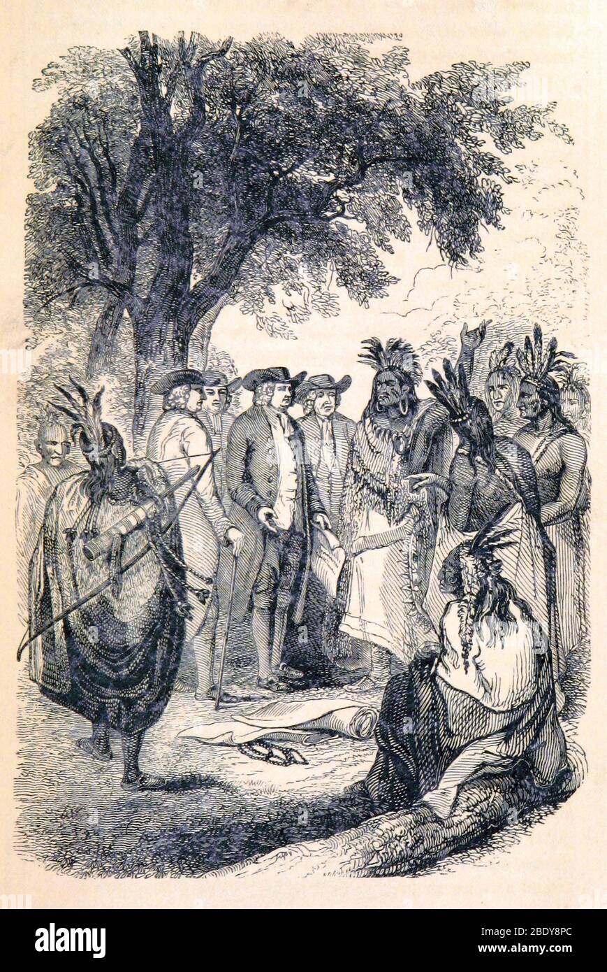 William Penns Vertrag mit den Indianern, 1683 Stockfoto