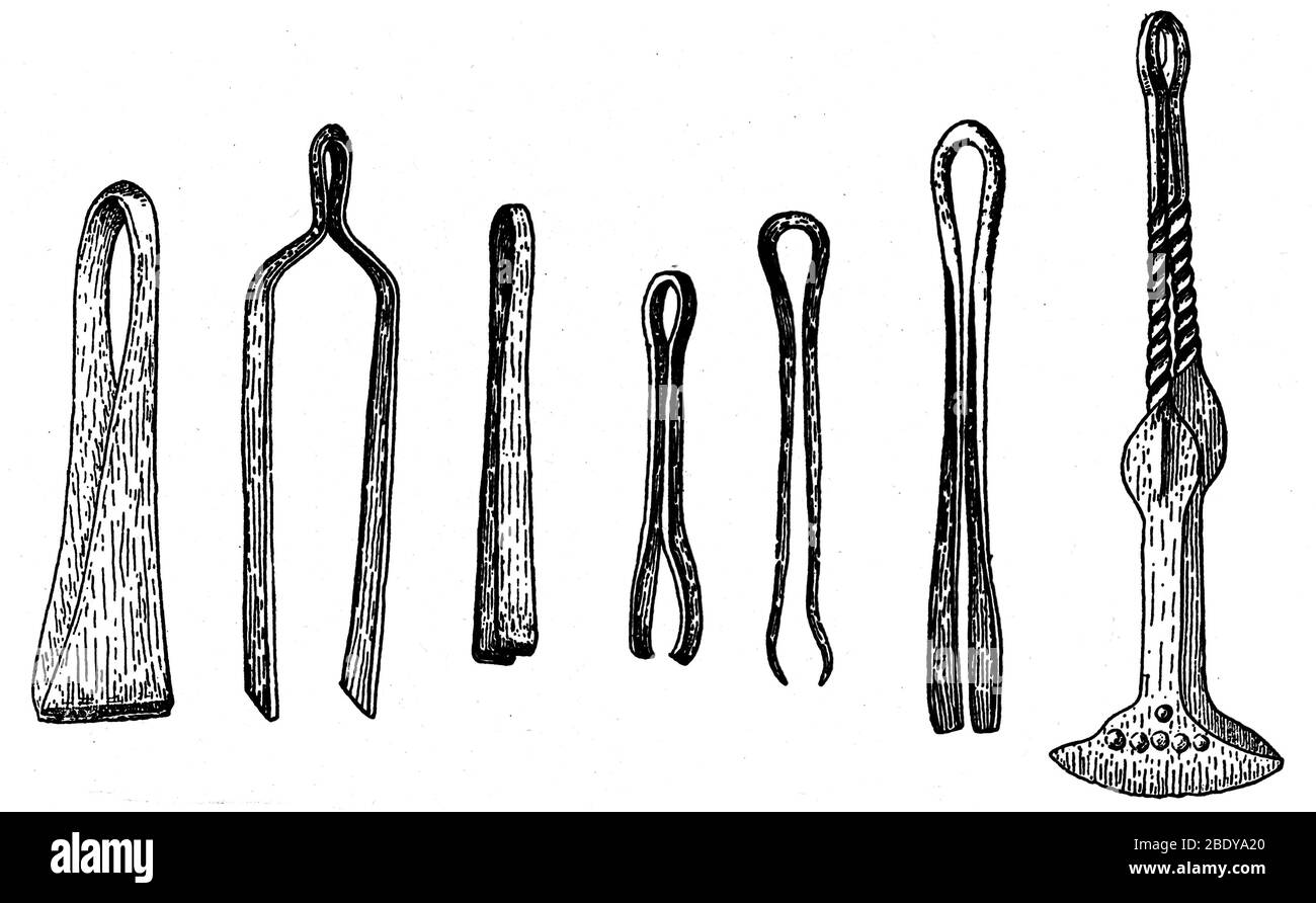 Eisenzeitliche Enthaarungspinzette, Illustration Stockfoto