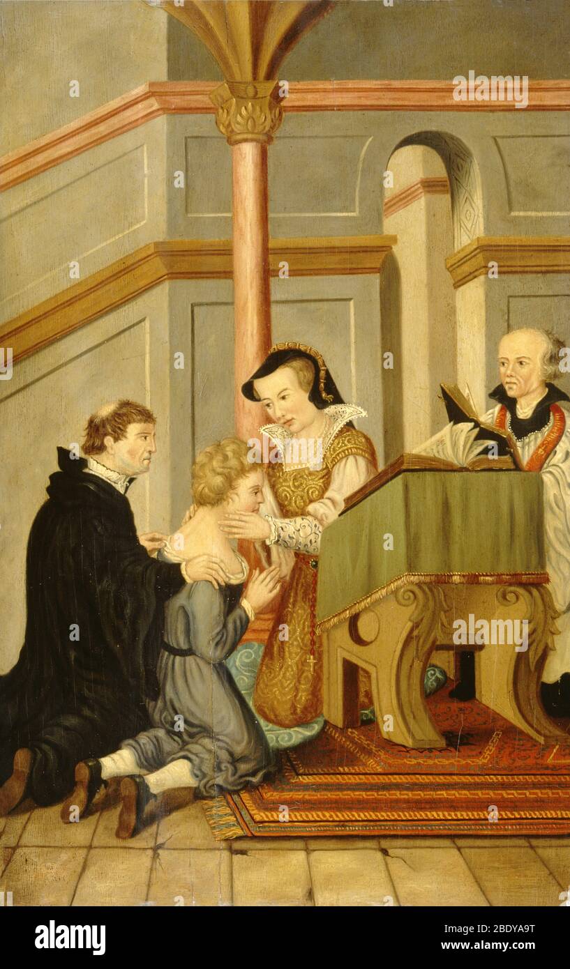 Königin Mary I heilende Motiv mit Royal Touch Stockfoto