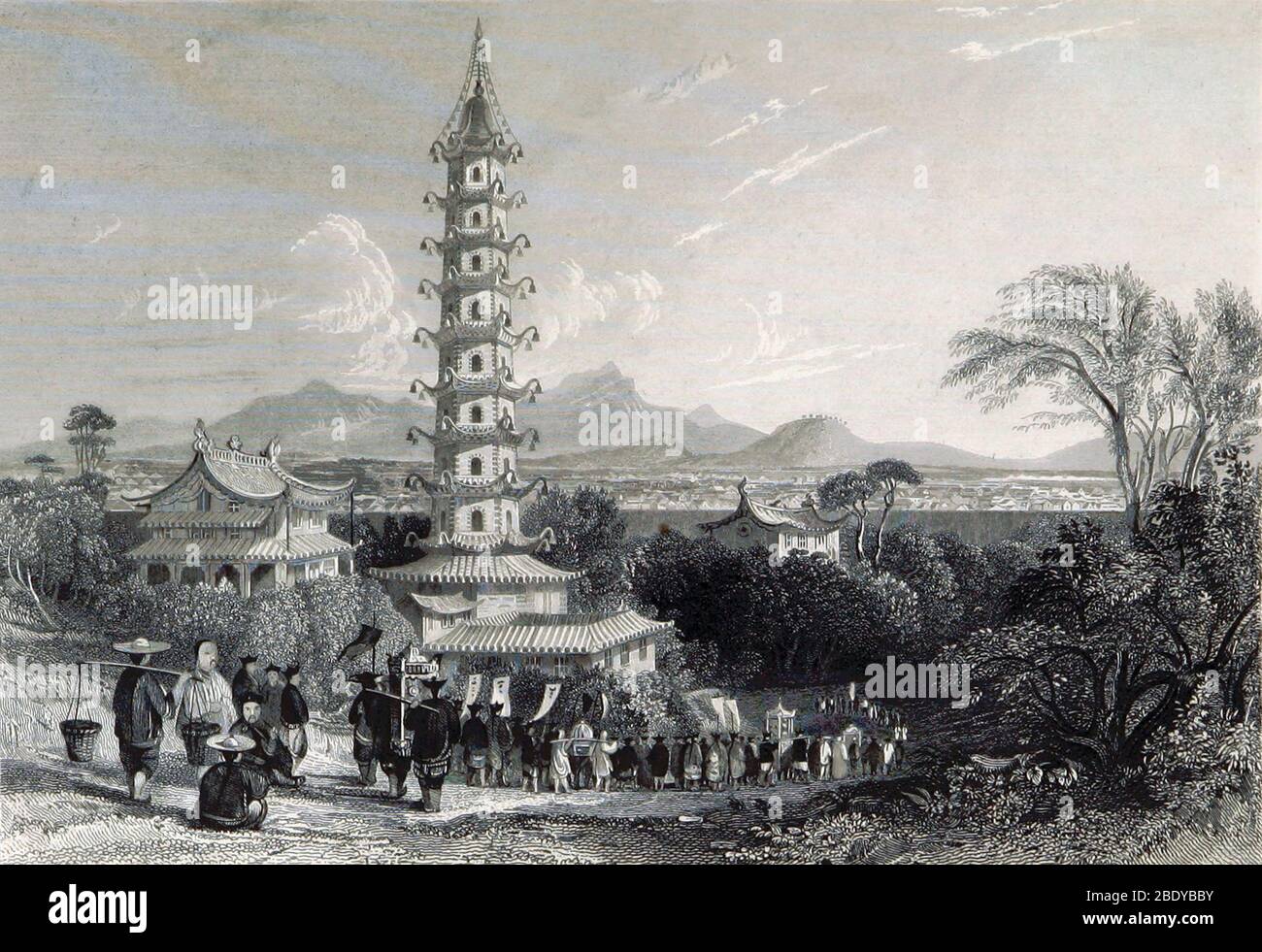 Porzellanturm von Nanjing, 19. Jahrhundert Stockfoto