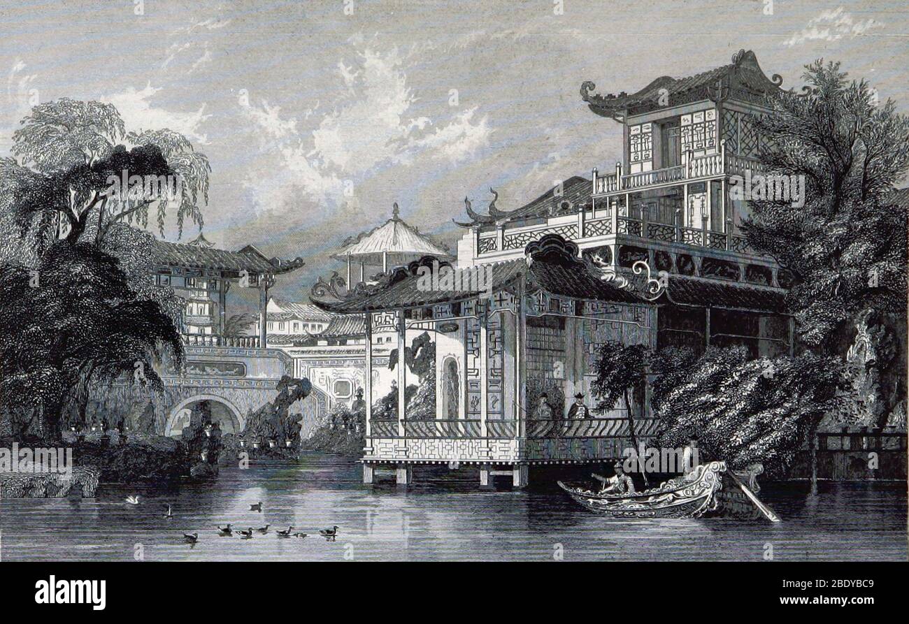 Kaufmannshaus, Kanton, China, 19. Jahrhundert Stockfoto