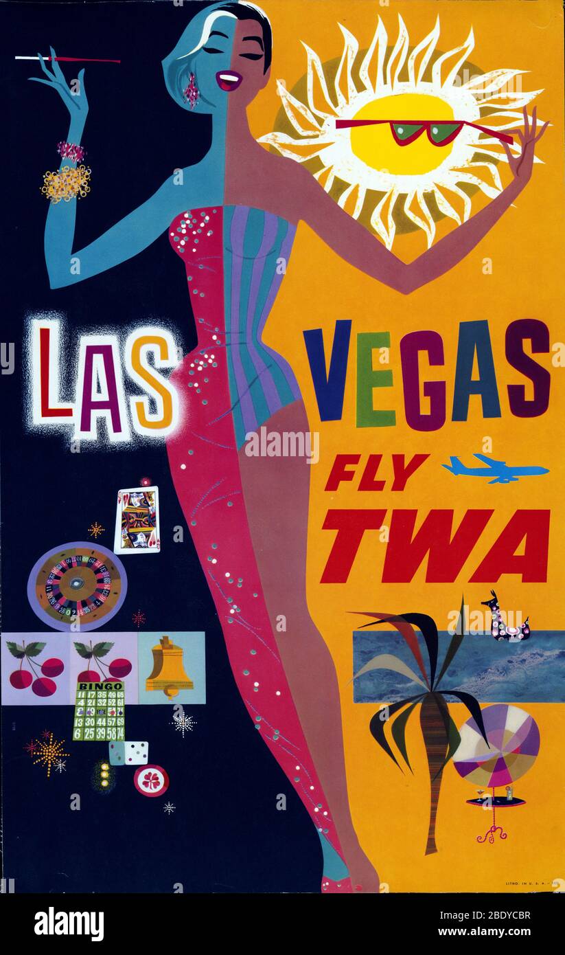 Las Vegas, Fly TWA-Poster Stockfoto