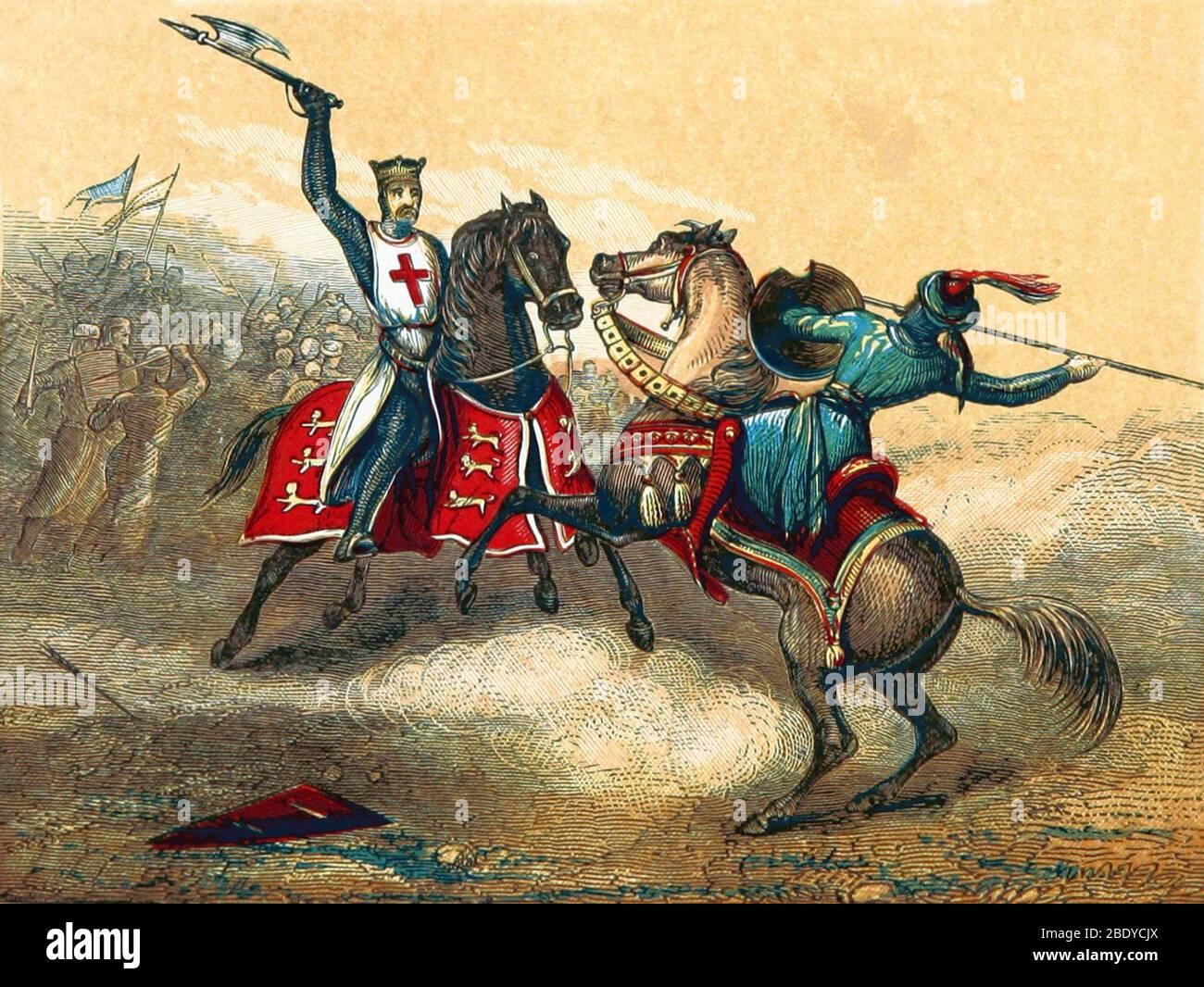 Dritter Kreuzzug, König Richard Kämpft Gegen Saladin Stockfoto