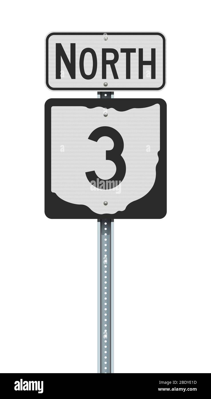 Vektorgrafik des Ohio State Highway Road Schild auf Metallpfosten Stock Vektor