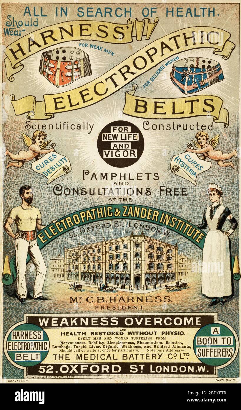 Ad for Harness' Elektropathische Bänder, ca. 1892 Stockfoto