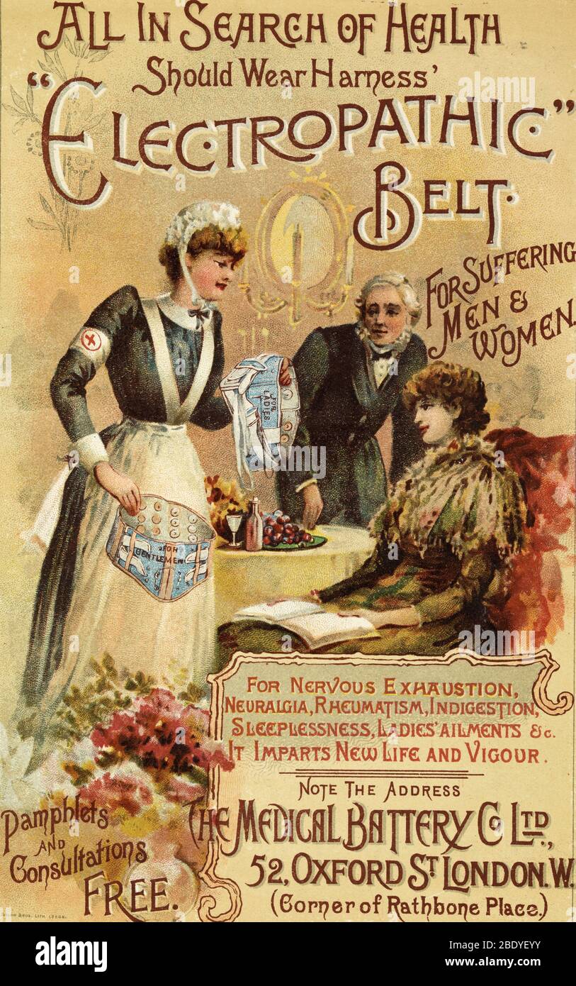 Ad for Harness' Elektropathische Bänder, ca. 1892 Stockfoto