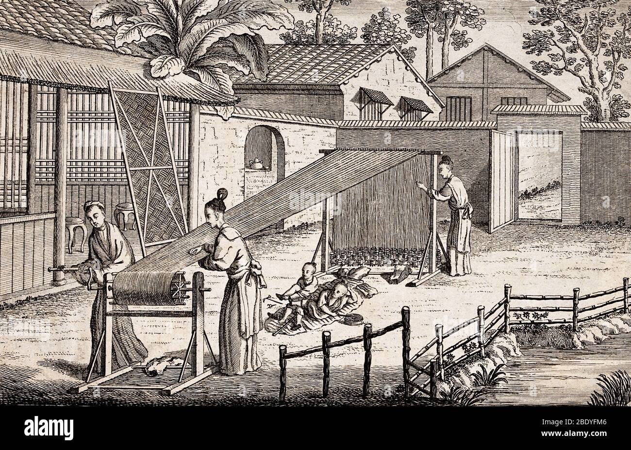 Seidenherstellung in China, 1700er Stockfoto