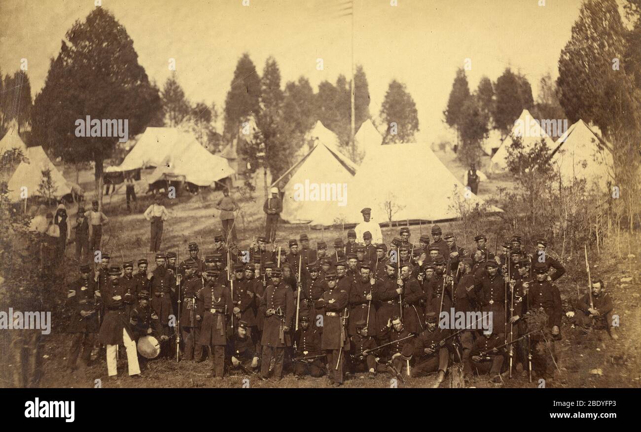 Union Truppen und Lager, Bürgerkrieg, 1861 Stockfoto