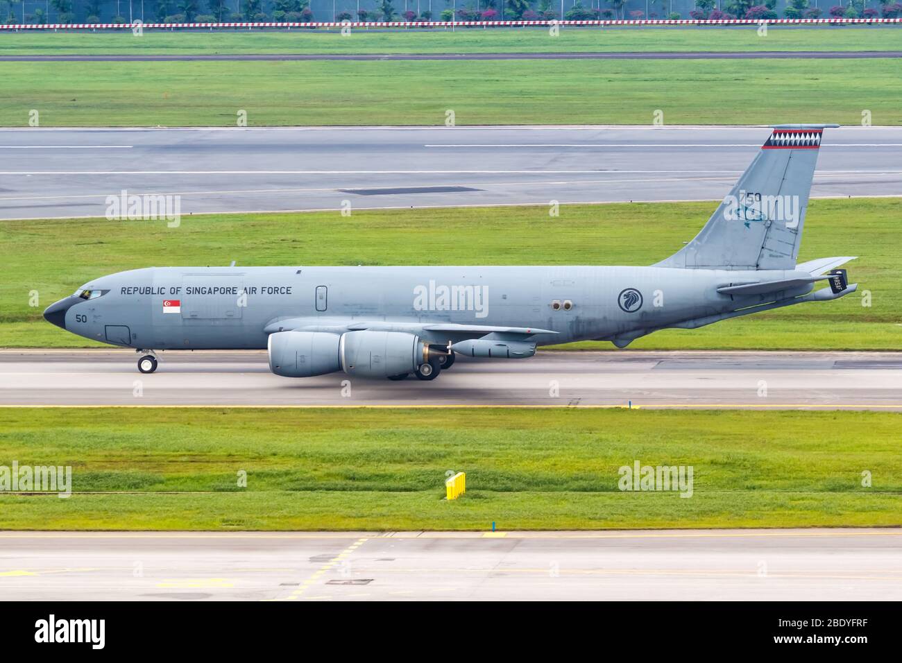 Changi, Singapur – 29. Januar 2018: Boeing KC-135R Stratotanker-Flugzeug der Republic of Singapore Air Force am Changi Airport (SIN) in Singapur. Stockfoto