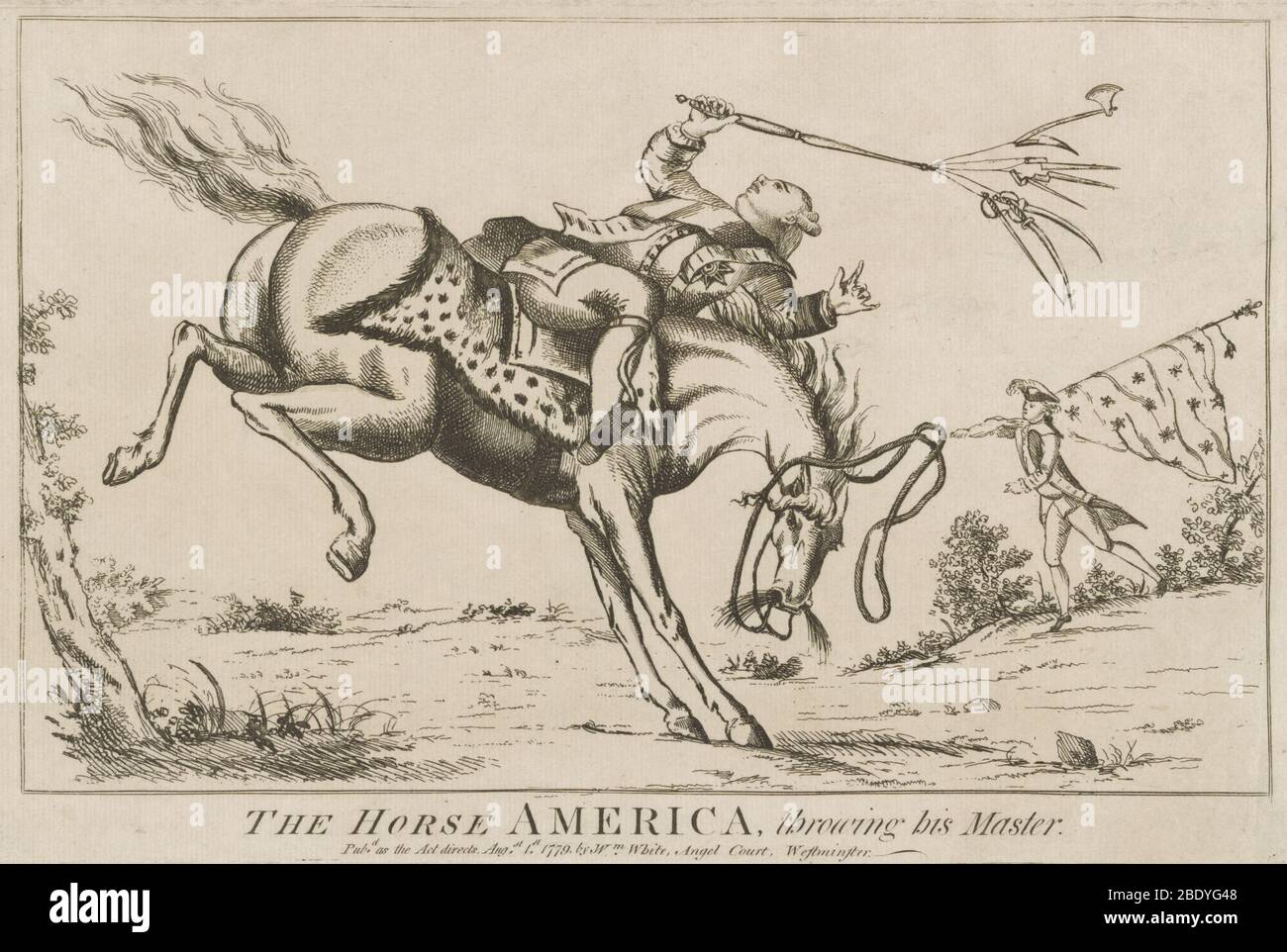 Pferd 'Amerika' Wurfreiter 'George III', 1779 Stockfoto