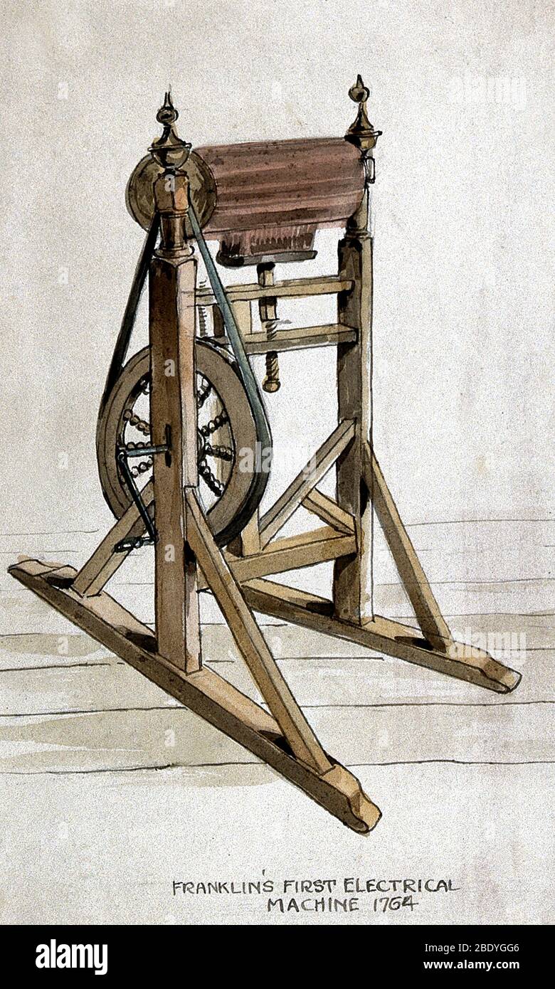 Franklin's Electrostatic Machine, 1764 Stockfoto
