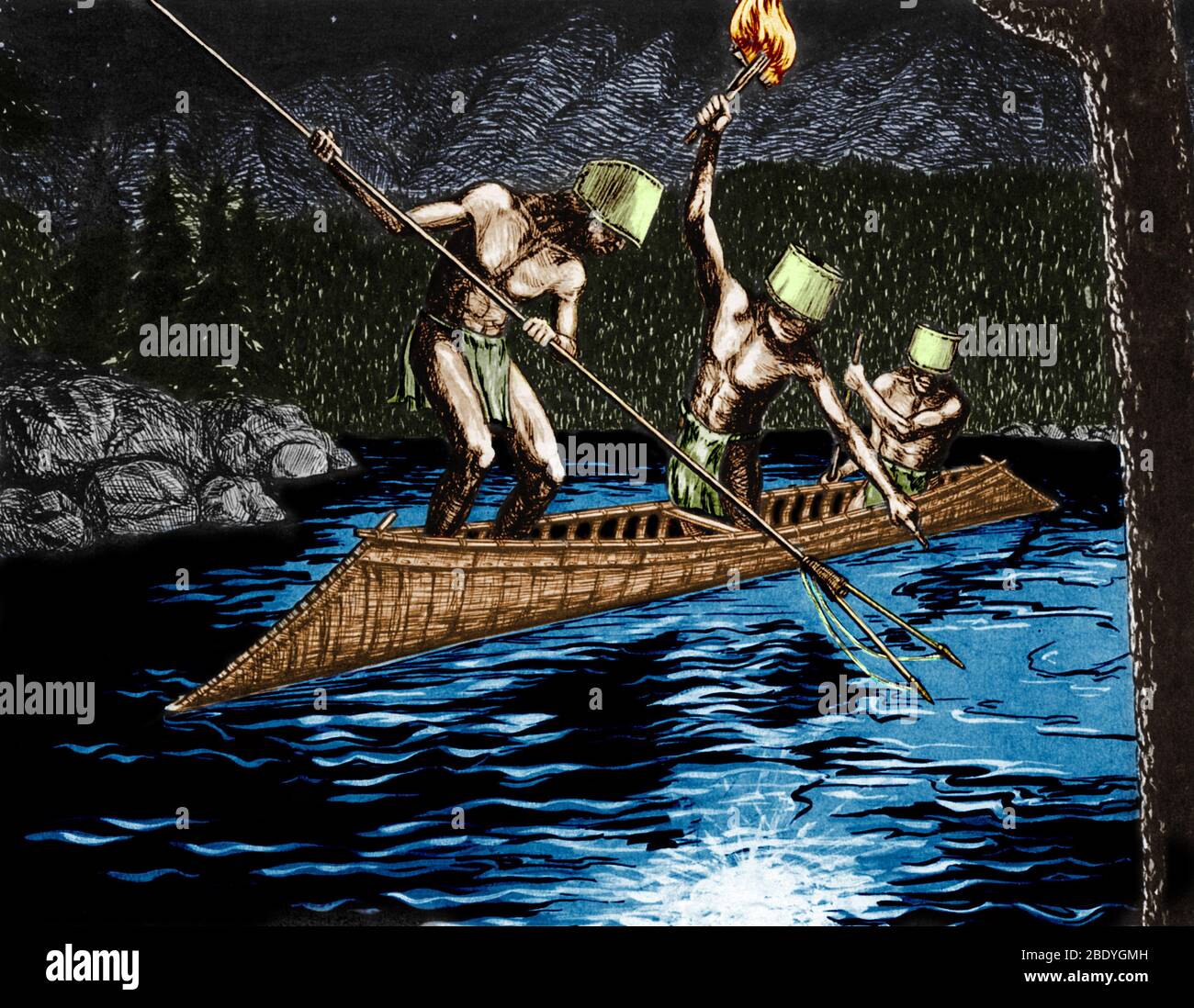 Shuswap Nachtfischen, Kanada Stockfoto