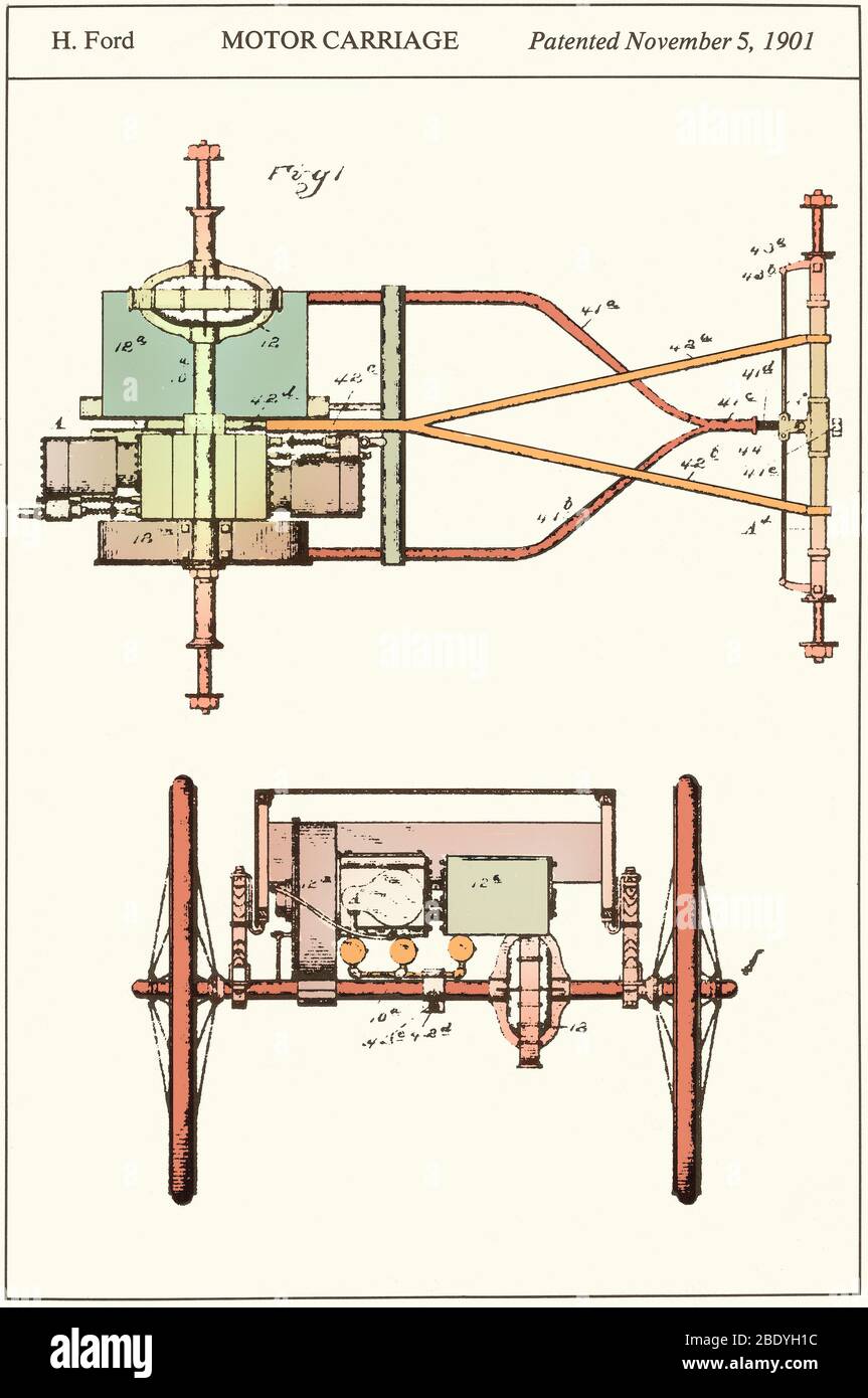 Henry Fords Motorkutsche Patent, 1901 Stockfoto