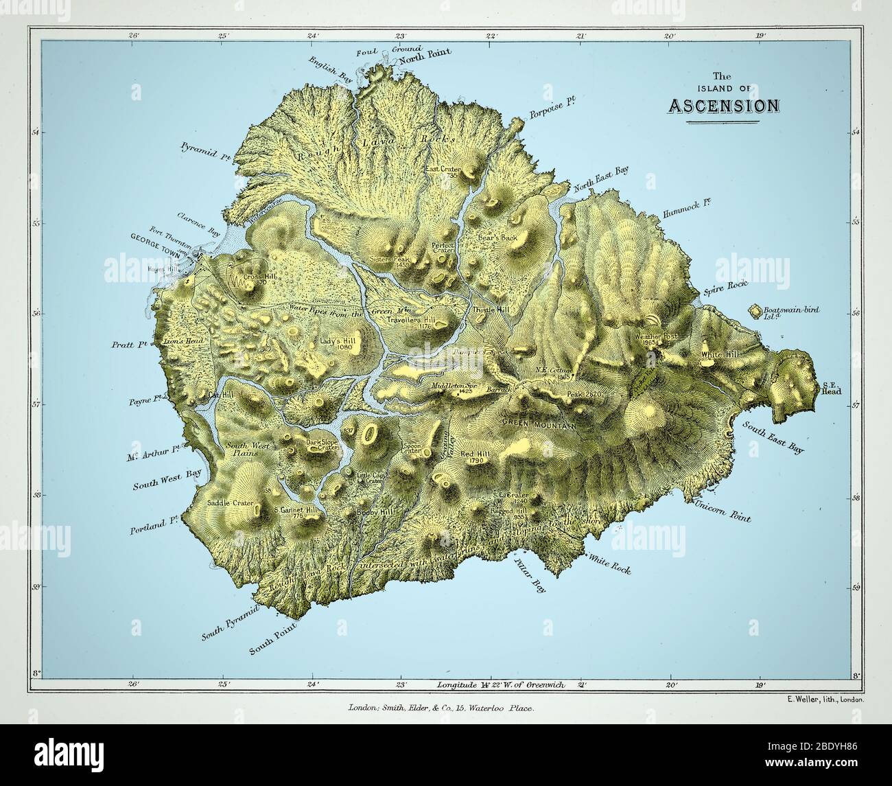 Insel von Ascension, besucht von Darwin Stockfoto