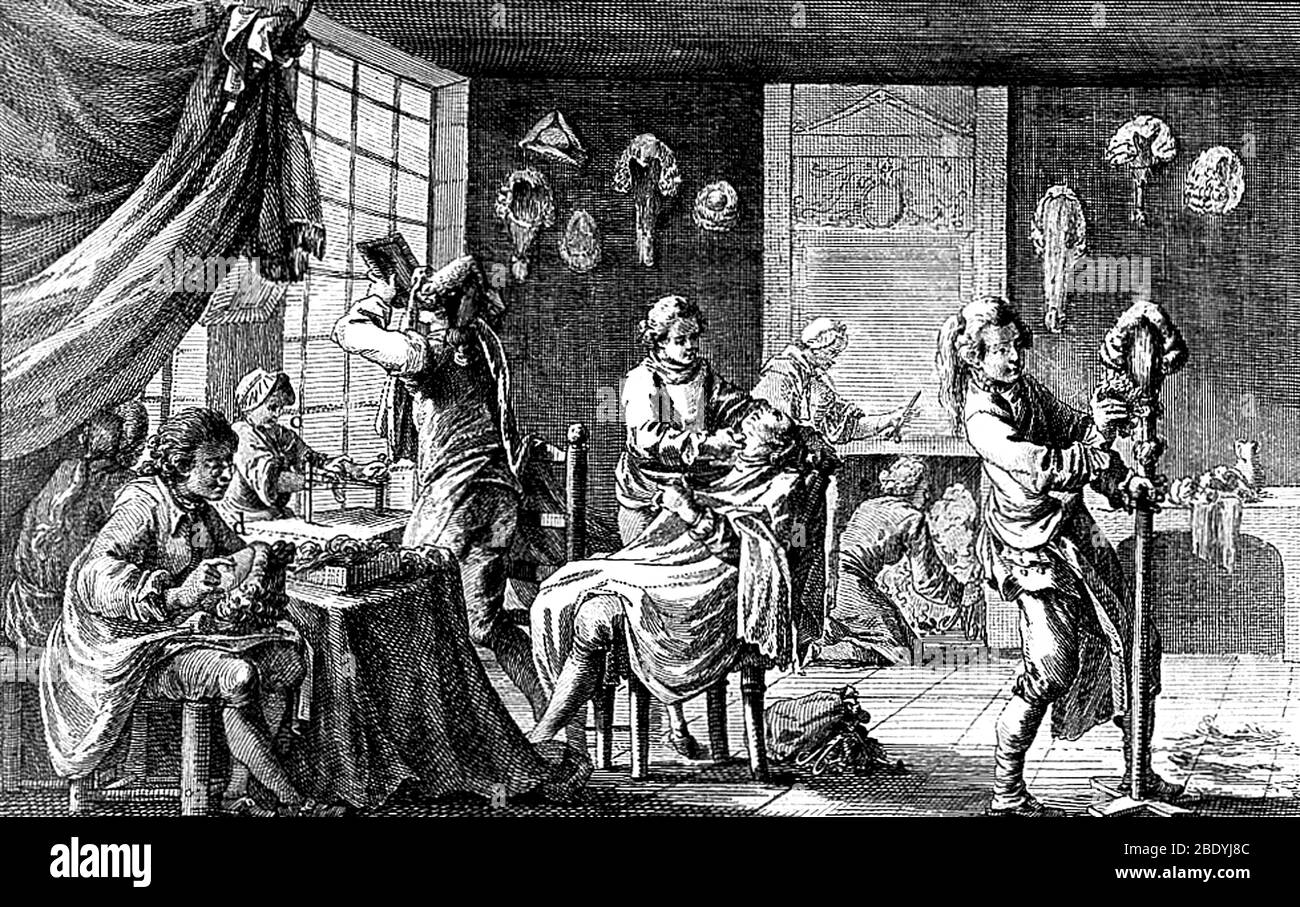 Wigmakers, 1762 Stockfoto