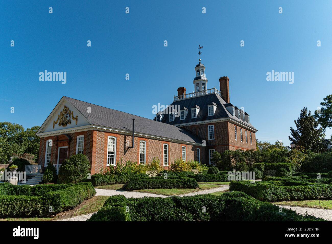 Governor's Palace in Colonial Williamsburg. Stockfoto