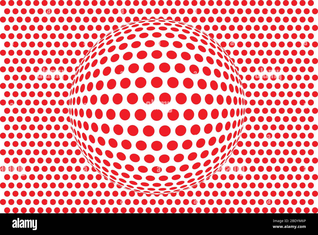 Vektordarstellung einer verzerrten roten Fläche. 2D-Muster mit Fischaugen-3D-Effekt Stock Vektor