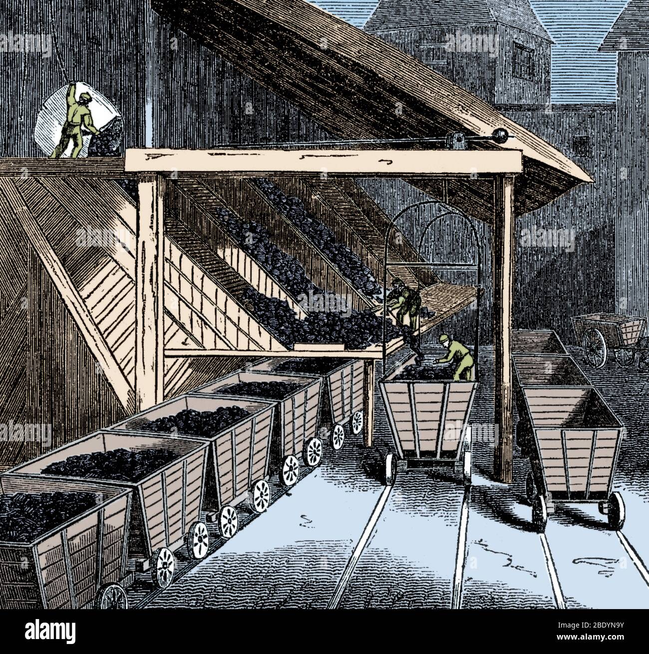 Kohle-Bergbau, South Hetton Zeche, 19. Jahrhundert Stockfoto