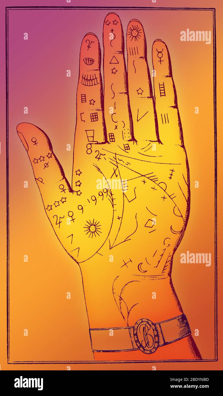 Handlesen, Napoleons Palm Linien, 19. Jahrhundert Stockfoto