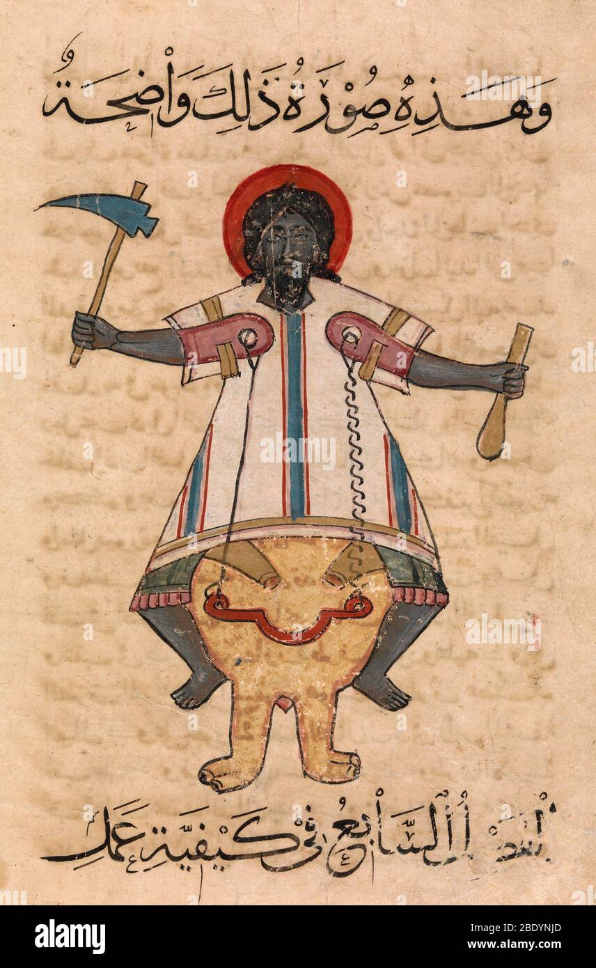 Al-Jazari, Wasseruhr, Elefant und Fahrer Design, 12. Jahrhundert Stockfoto