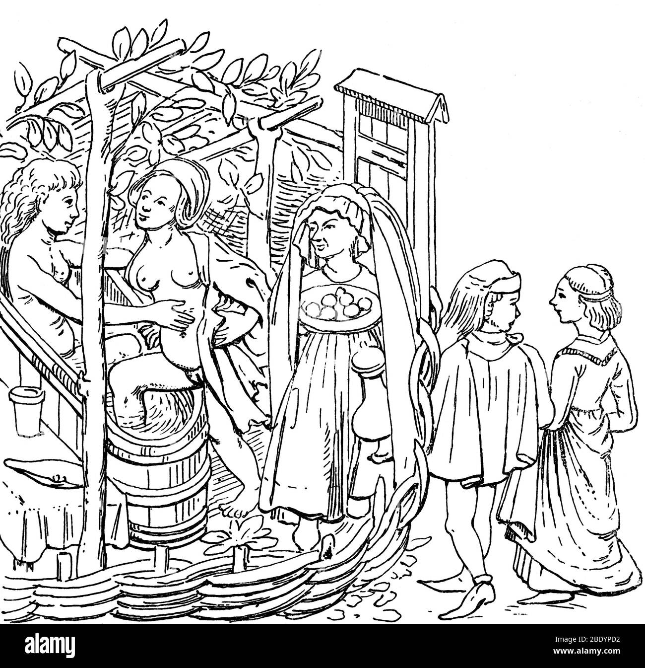 Balneologie, Freiluftbad, 15. Jahrhundert Stockfoto
