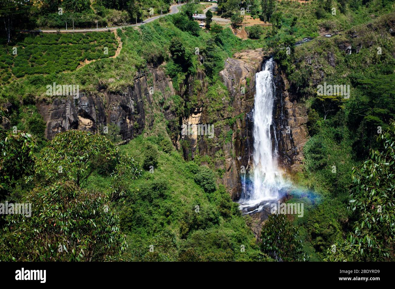 Devon Falls ist ein Wasserfall in Sri Lanka, 6 km westlich von Talawakele, Nuwara Eliya District, Sri Lanka Stockfoto