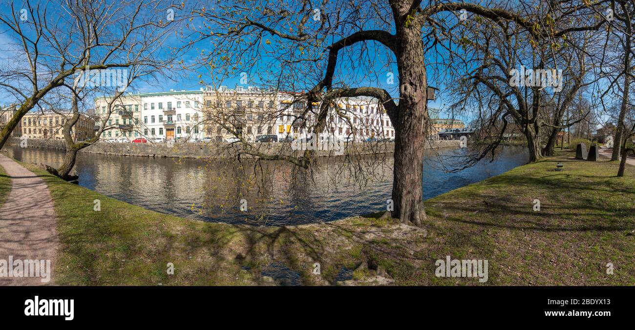 Zentraler Teil der Stadt gegenüber dem Graben und Gartenverein von Göteborg Stockfoto