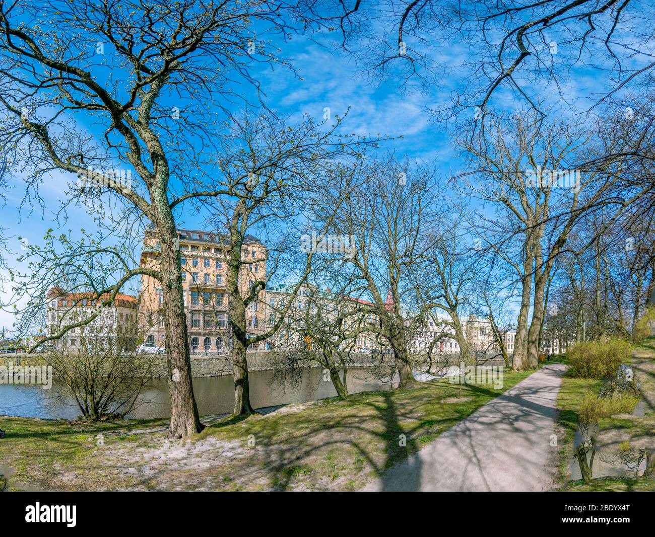 Zentraler Teil der Stadt und der Graben von Garden Society of Göteborg Stockfoto